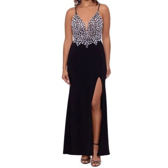 Xscape Formal Maxi Gown Size 0 "Rose" Broken Glass NWT - Picture 1 of 12